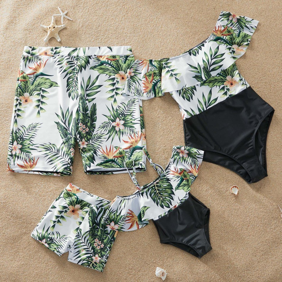 Foreign Trade Family Wear Cross-Border Nylon Printing European And American Parent-Child Swimsuits Baby Boys Girls Men'S And Women'S Clothing Yy0008